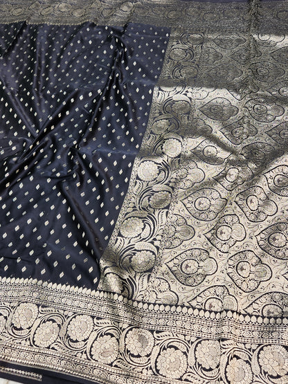 Mesmerizing Black Mashru Silk Saree