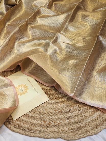 TISSUE SILK PEACH BROCADE SAREE