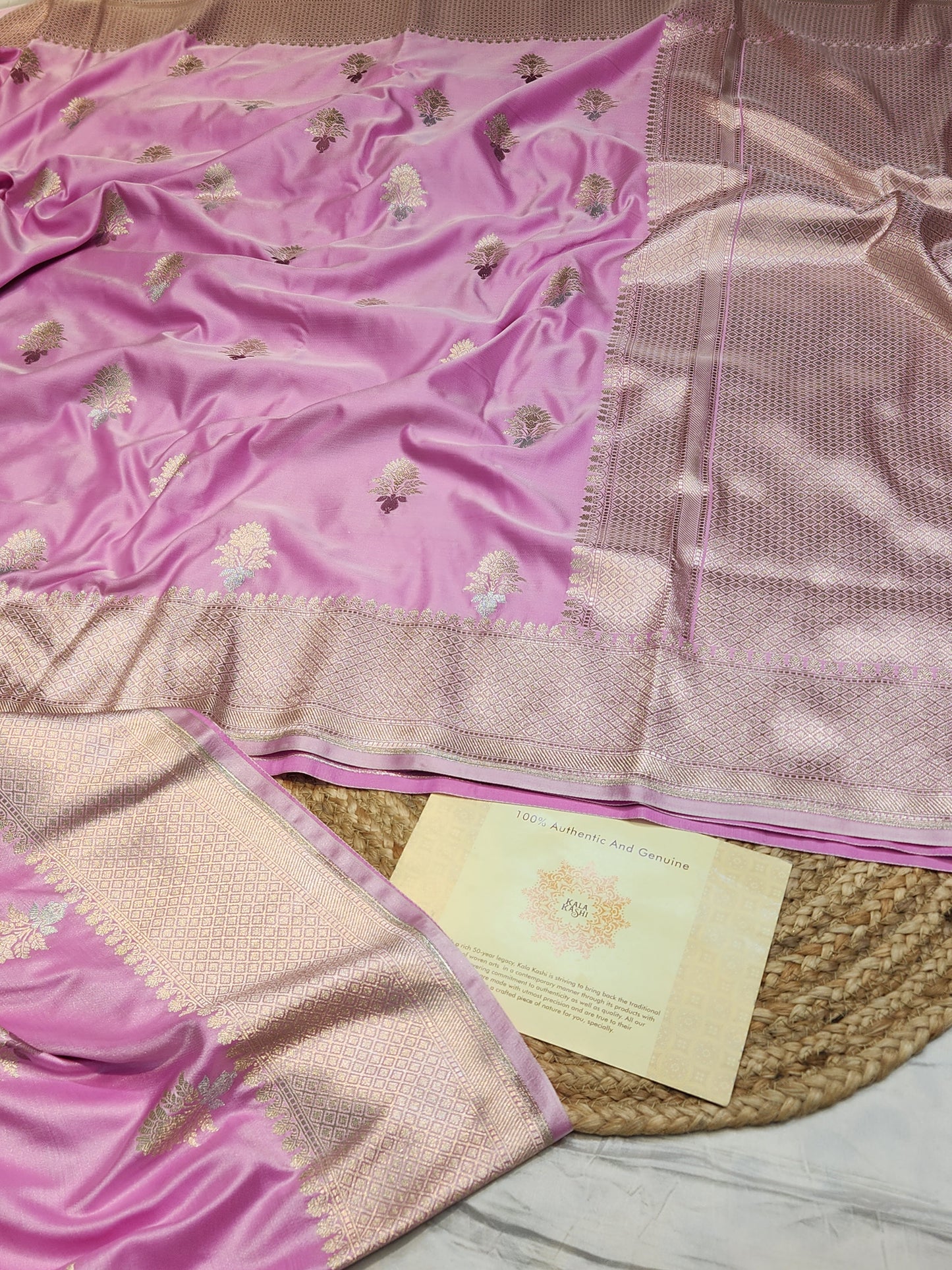 Pink Mashru Silk Banarasi Saree With Meena bootas