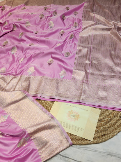Pink Mashru Silk Banarasi Saree With Meena bootas