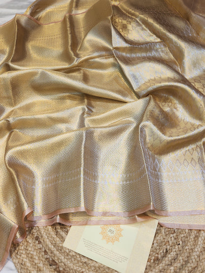 TISSUE SILK PEACH BROCADE SAREE