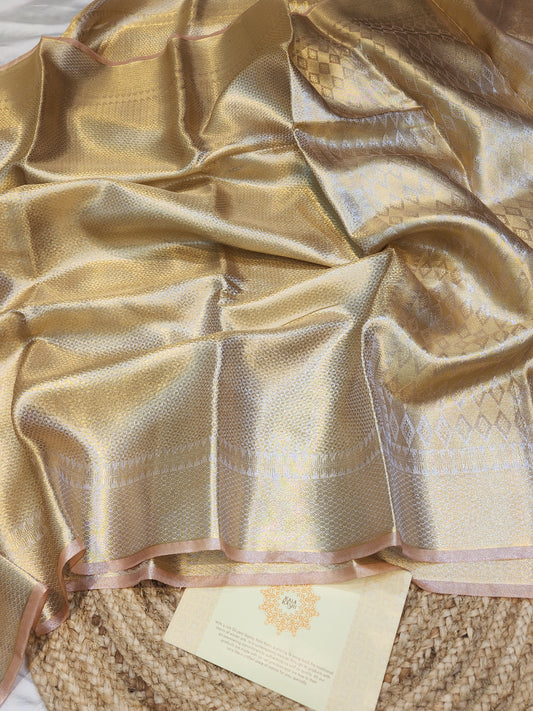 TISSUE SILK PEACH BROCADE SAREE