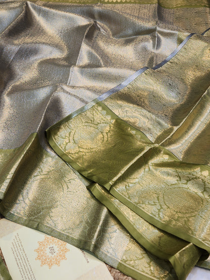 DUAL SHADED CONTRAST TISSUE SILK KANJIVARAM BROCADE SAREE