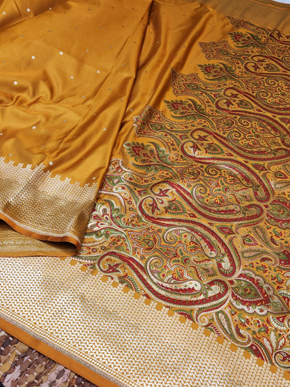 Kimkhab mashru silk saree with all over booti