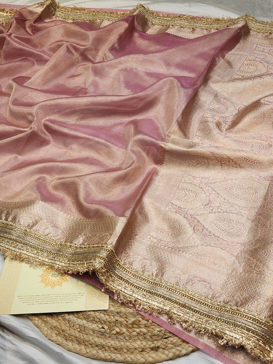 Maharani Collection Baby Pink Tissue silk saree