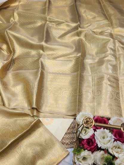 TISSUE SILK GOLD BROCADE SAREE