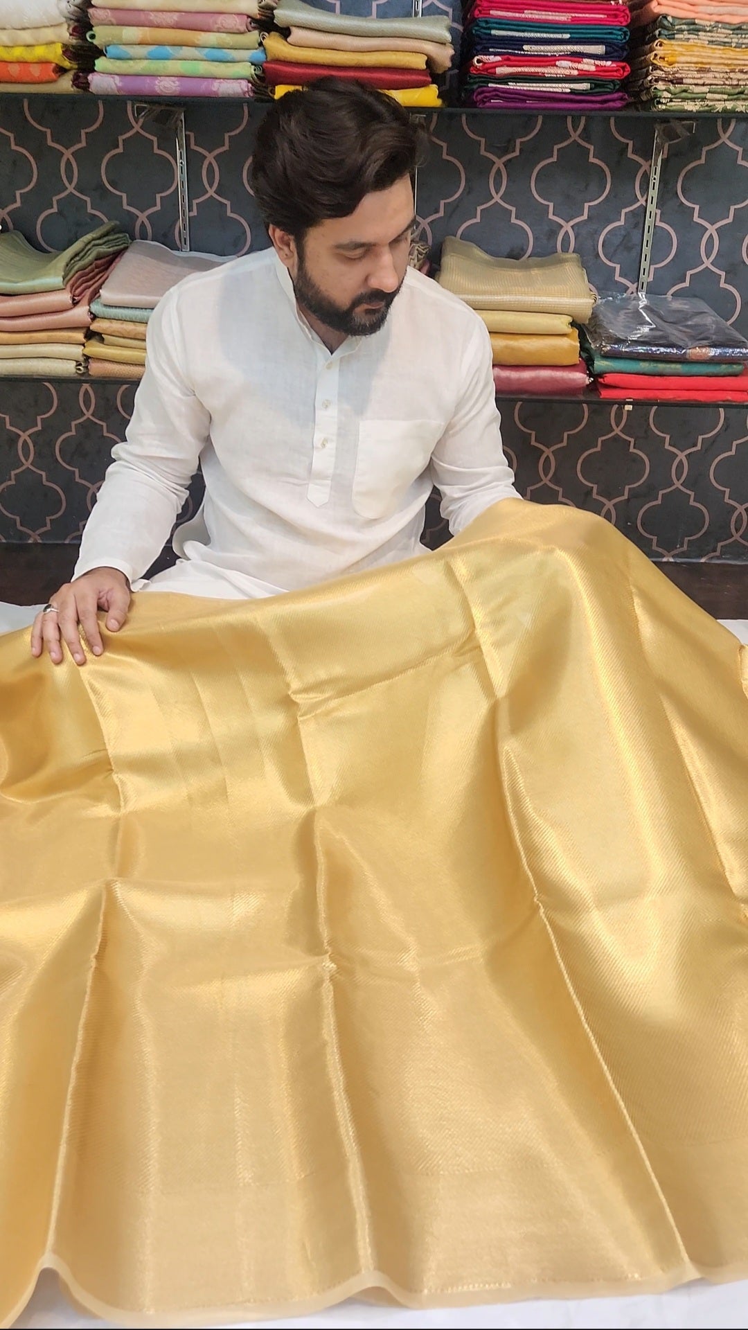 TISSUE SILK GOLDEN BROCADE SAREE