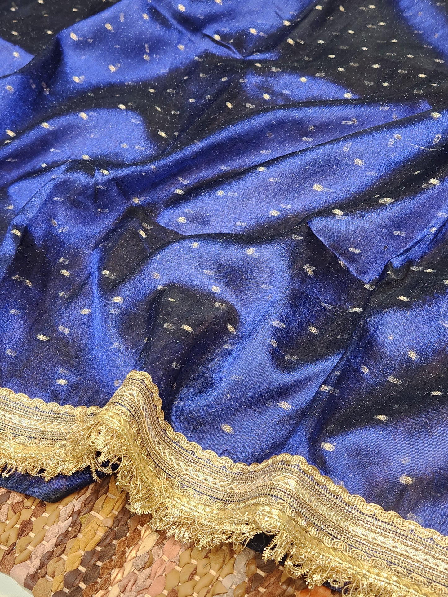 Royal blue tissue silk saree