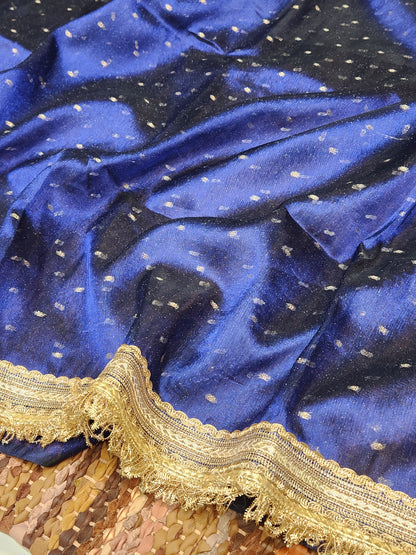 Royal blue tissue silk saree