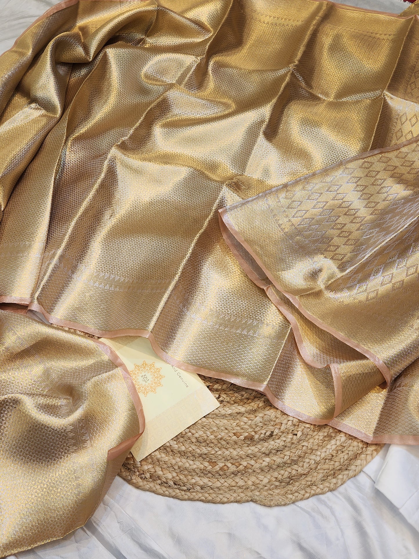 TISSUE SILK PEACH BROCADE SAREE