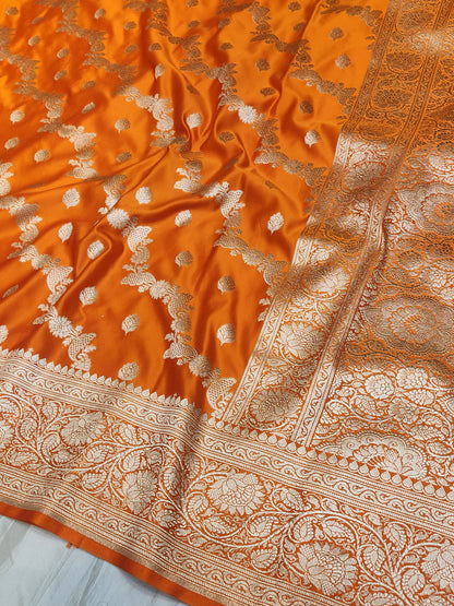 Mesmerizing Orange Mashru Silk Saree