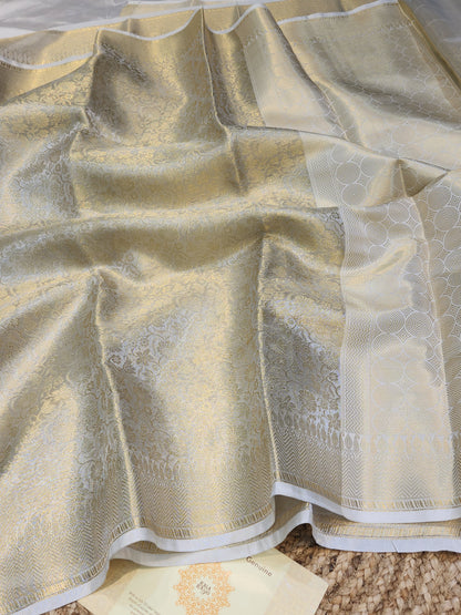 TISSUE SILK SILVER BROCADE SAREE