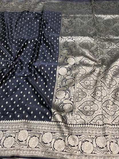 Mesmerizing Black Mashru Silk Saree