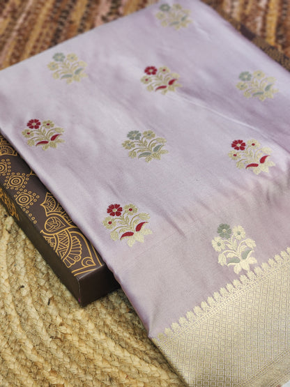 Light Maufe Banarasi Mashru Silk Banarasi Saree With Meena bootas