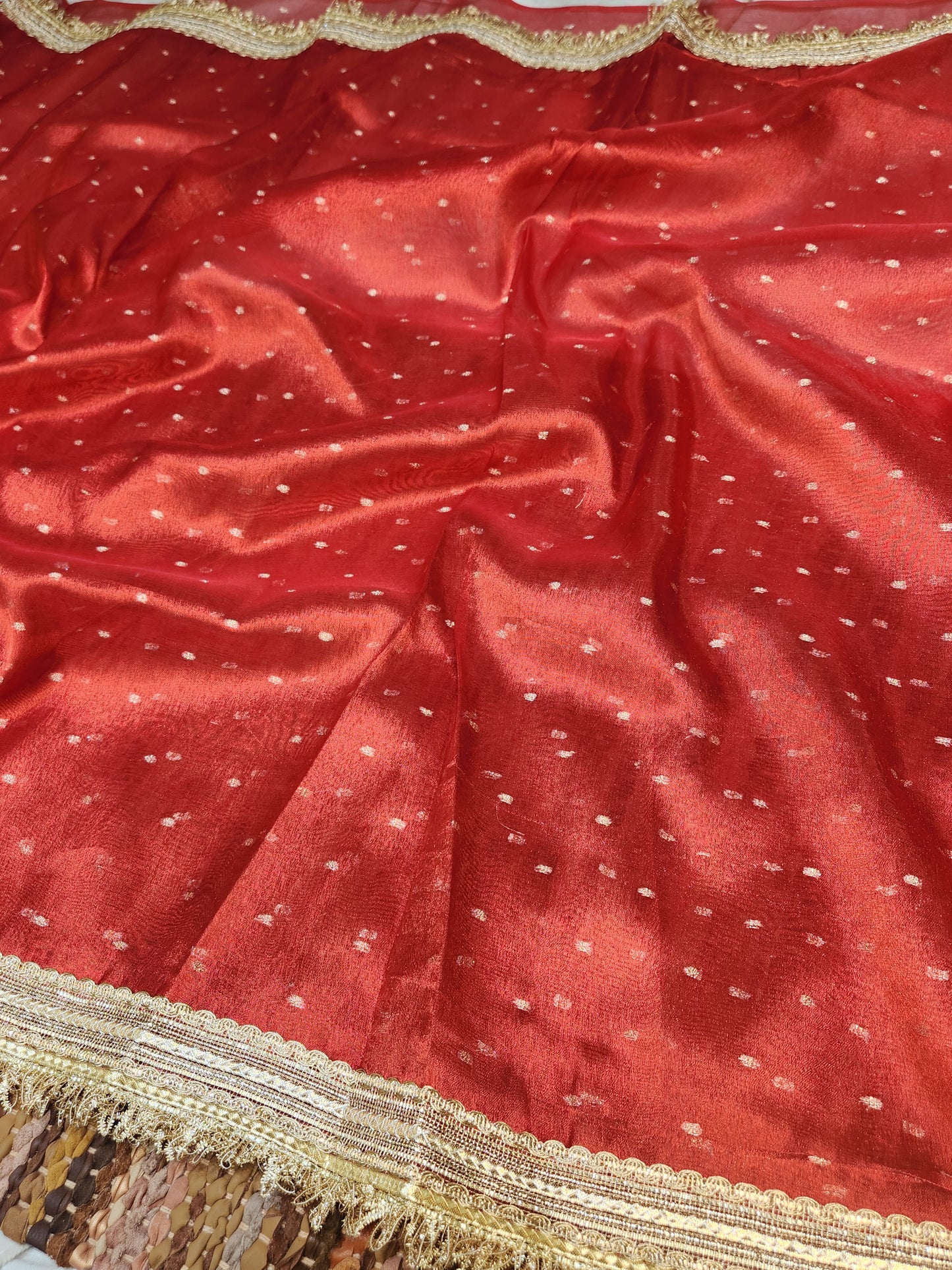 Red tissue silk saree