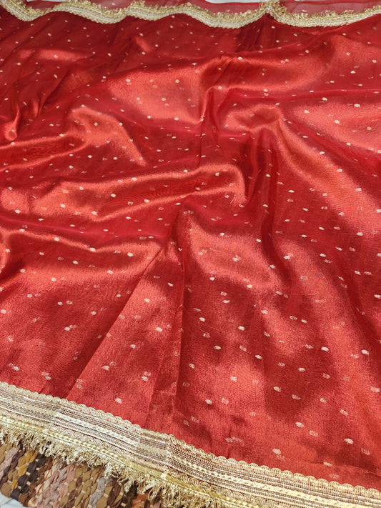 Red tissue silk saree