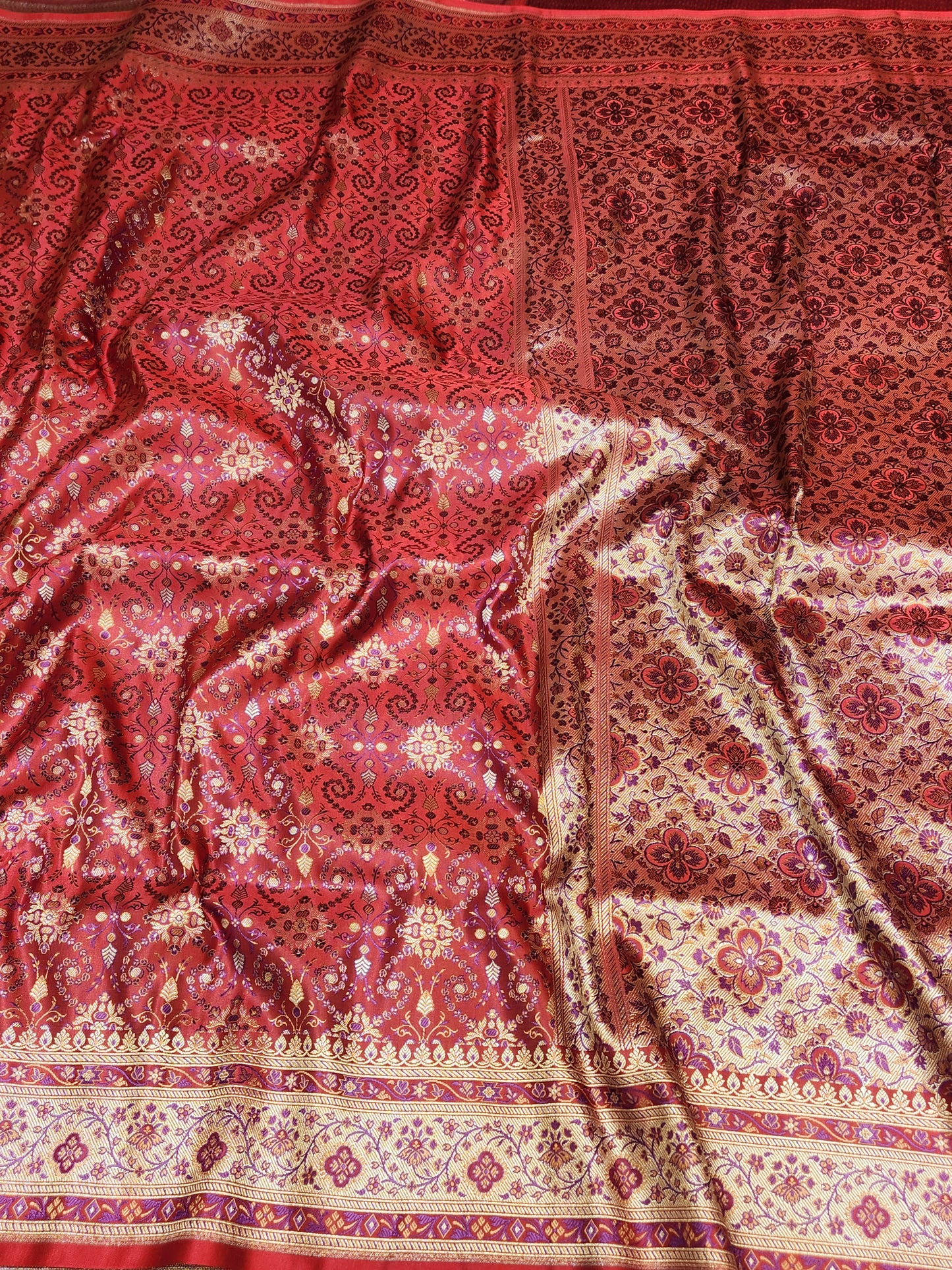 Maroon jamavar tanchuyi katan silk saree