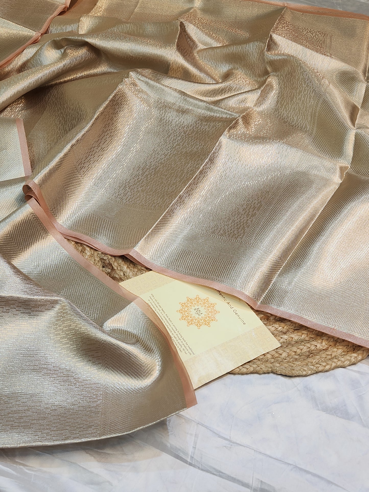 TISSUE SILK PEACH BROCADE SAREE