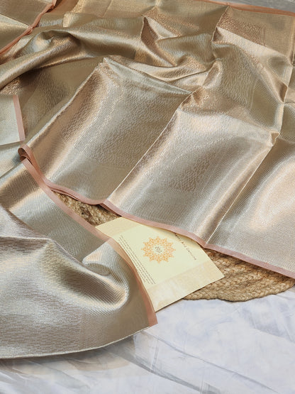 TISSUE SILK PEACH BROCADE SAREE