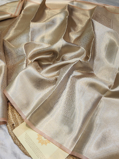 TISSUE SILK PEACH BROCADE SAREE