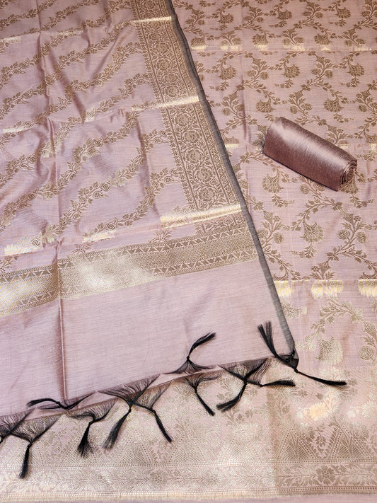 Dark lavender Zari resham silk banarasi suit