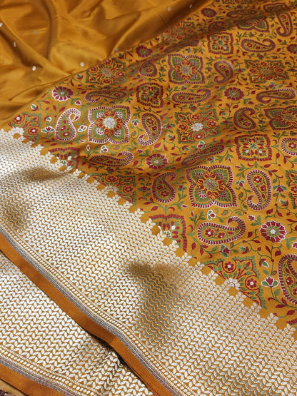 Kimkhab mashru silk saree with all over booti