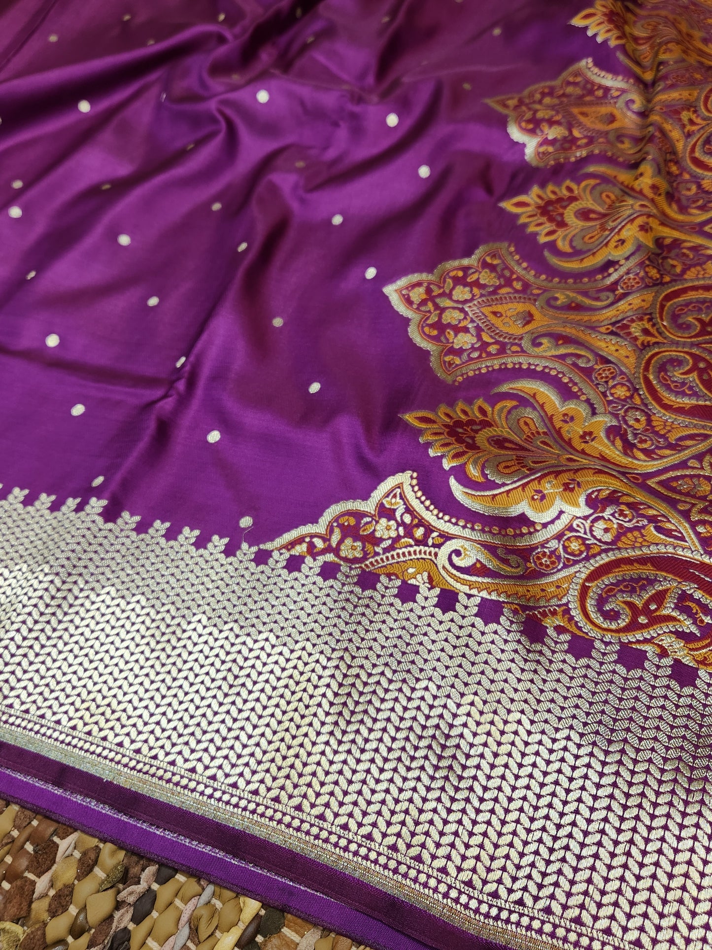 Purple Kimkhab mashru silk saree with all over booti