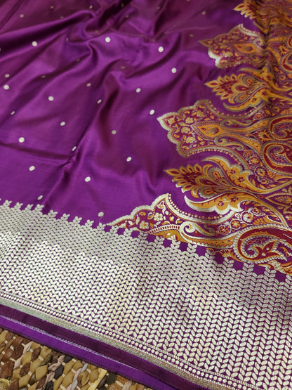 Purple Kimkhab mashru silk saree with all over booti