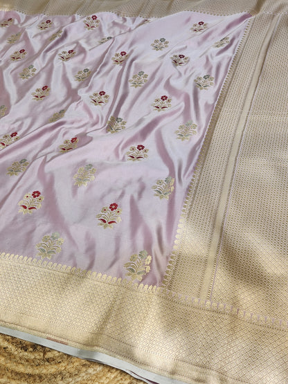Light Maufe Banarasi Mashru Silk Banarasi Saree With Meena bootas