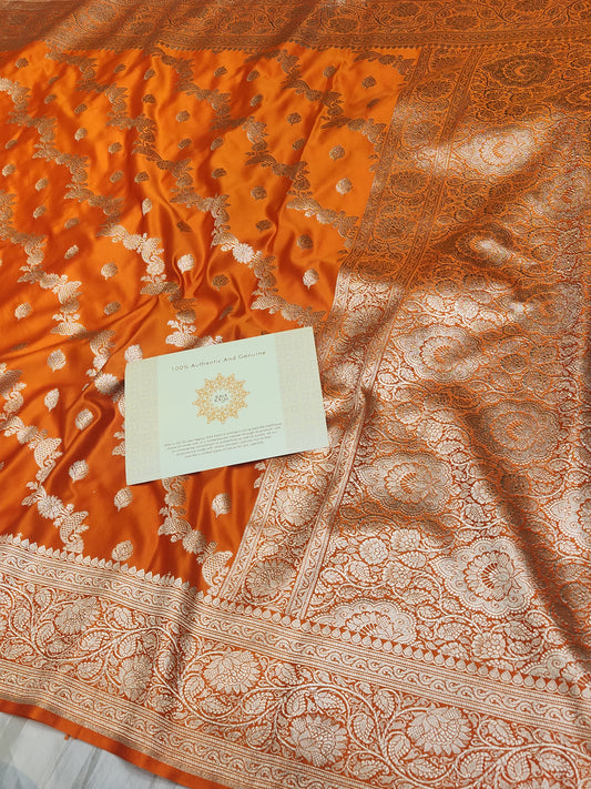Mesmerizing Orange Mashru Silk Saree
