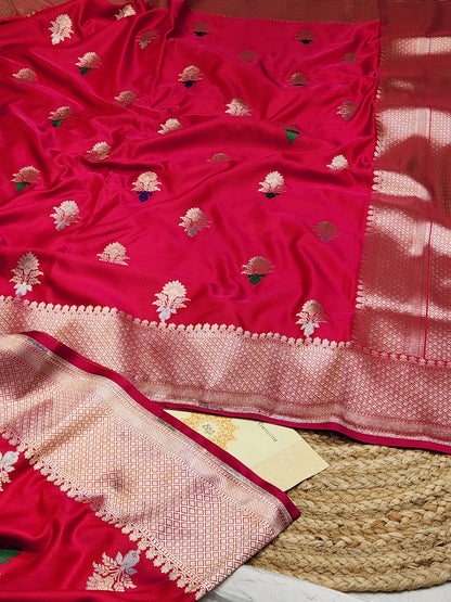 Bridal Rani Mashru Silk Banarasi Saree With Meena bootas