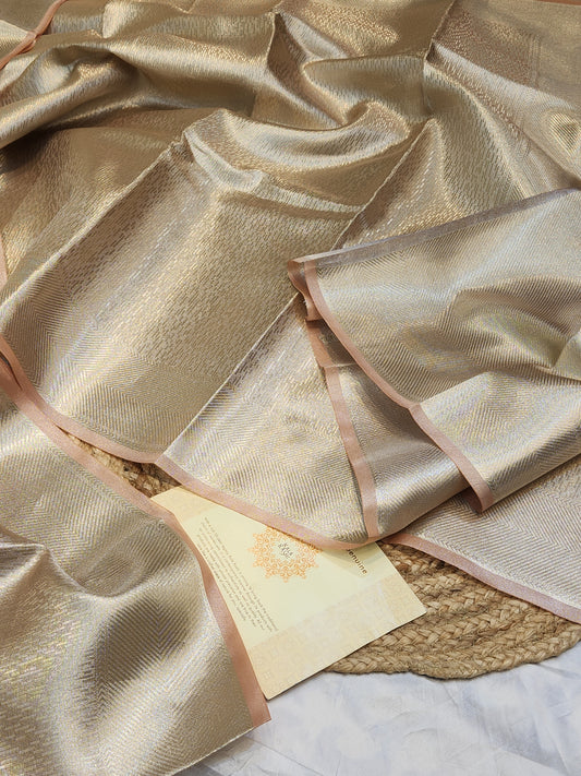 TISSUE SILK PEACH BROCADE SAREE