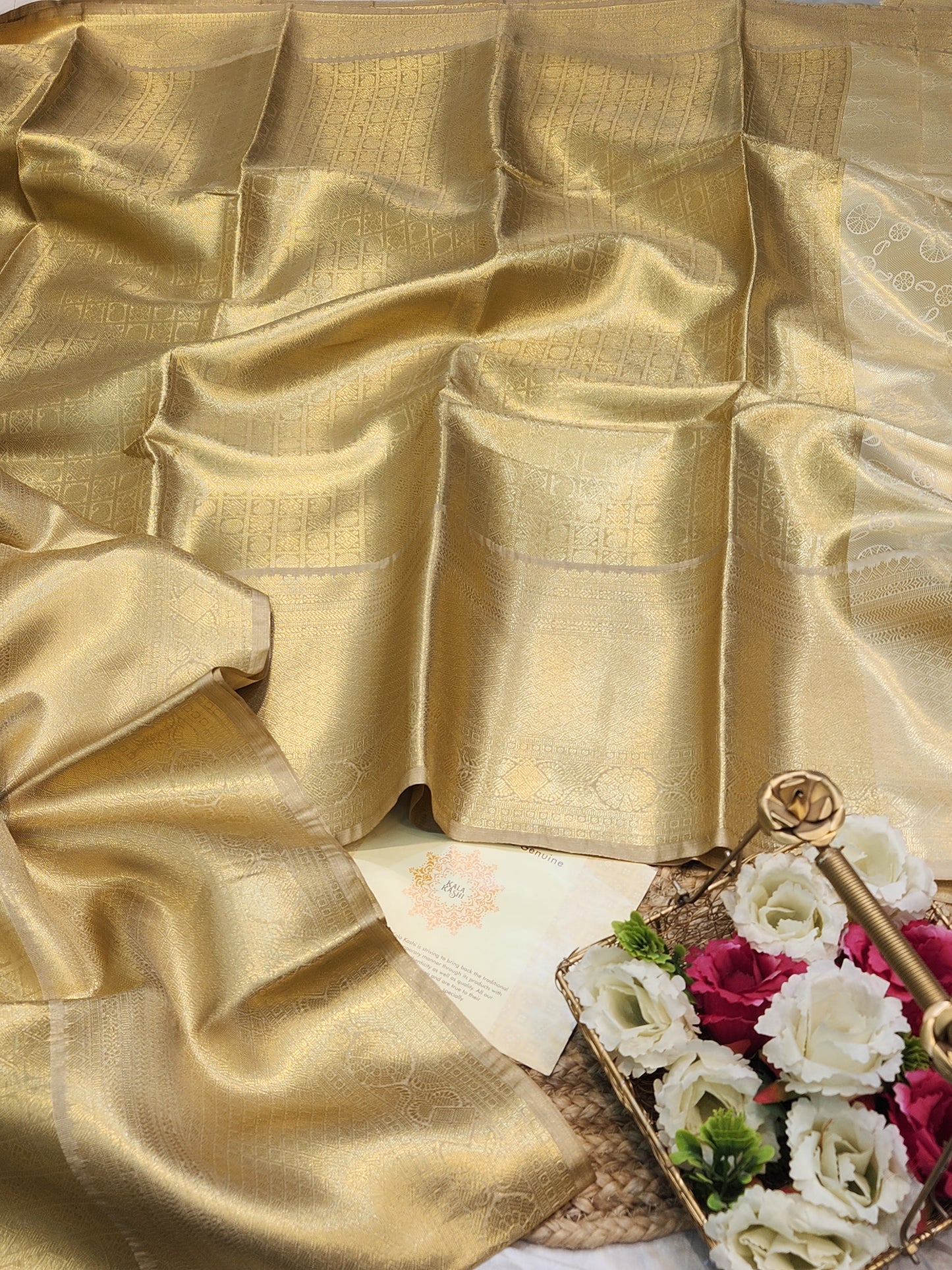 TISSUE SILK GOLD BROCADE SAREE