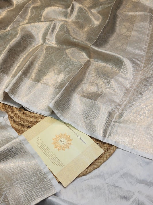 TISSUE SILK SILVER SHINY BROCADE SAREE