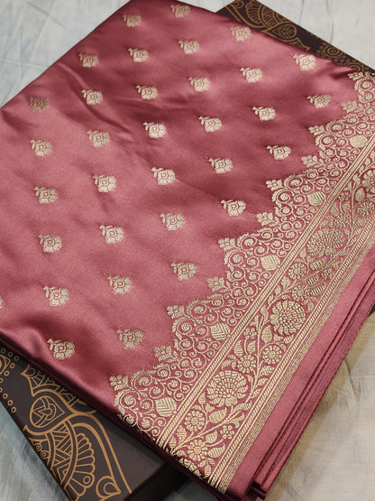 Mesmerizing Peach Mashru Silk Saree