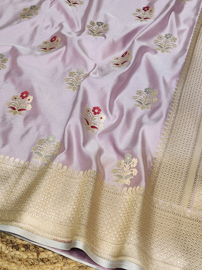 Light Maufe Banarasi Mashru Silk Banarasi Saree With Meena bootas