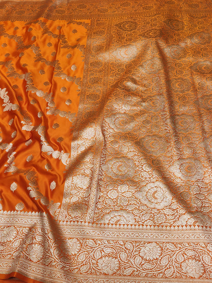 Mesmerizing Orange Mashru Silk Saree