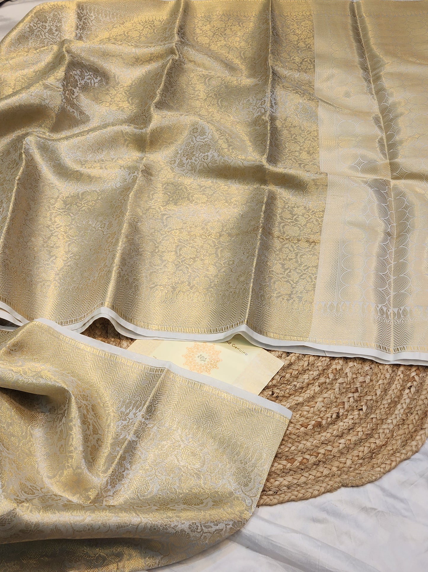 TISSUE SILK SILVER BROCADE SAREE